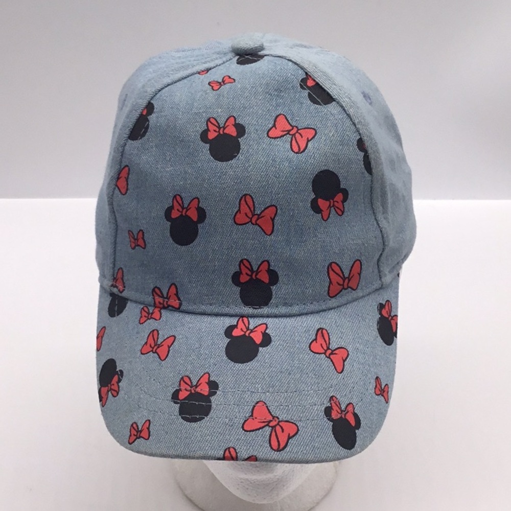 Disney Girls Light Blue Denim Minnie Mouse Bow Print Baseball Cap